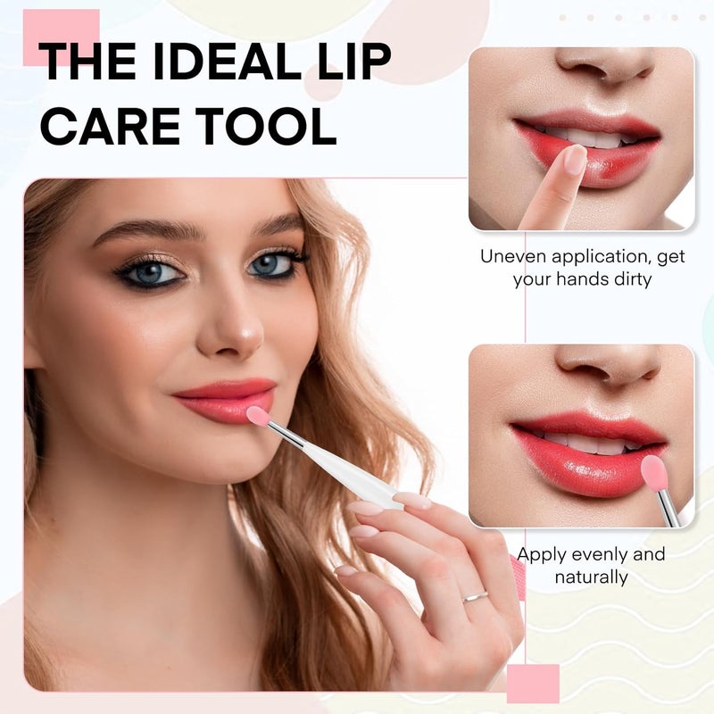 Unaone Lip Scrub Brush - 3 PCS Dual-ended Lip Scrubber Exfoliator and Silicone Lip Brush, 2-in-1 Silicone Lip Scrub Tool Lip Mask Applicator, Gentle Exfoliator & Applicator for Soft - Image 5